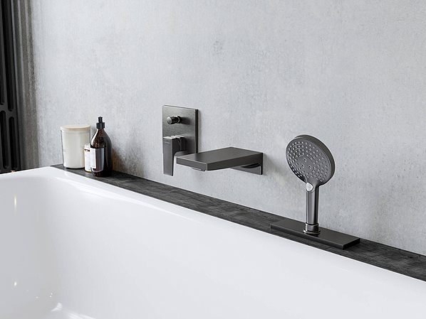 Matt black Hansgrohe bath filler combining luxury design with precision engineering.