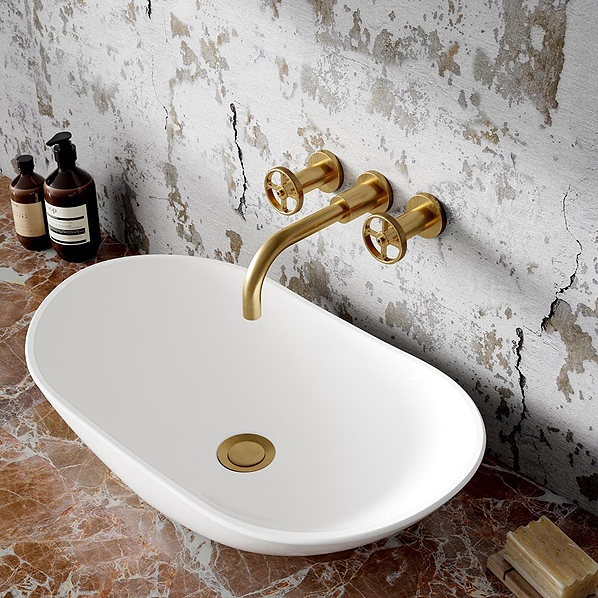 Brushed brass Hudson Reed bath shower mixer with ceramic disc technology.