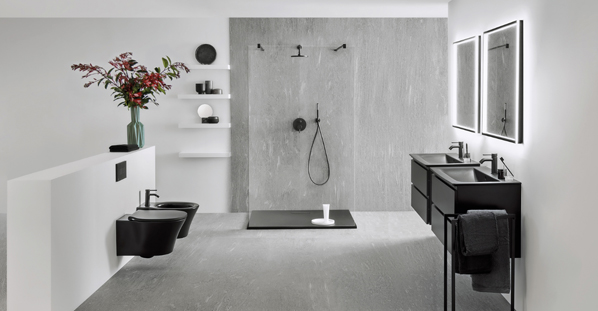 Coordinated Ideal Standard ceramics provide a seamless bathroom design.