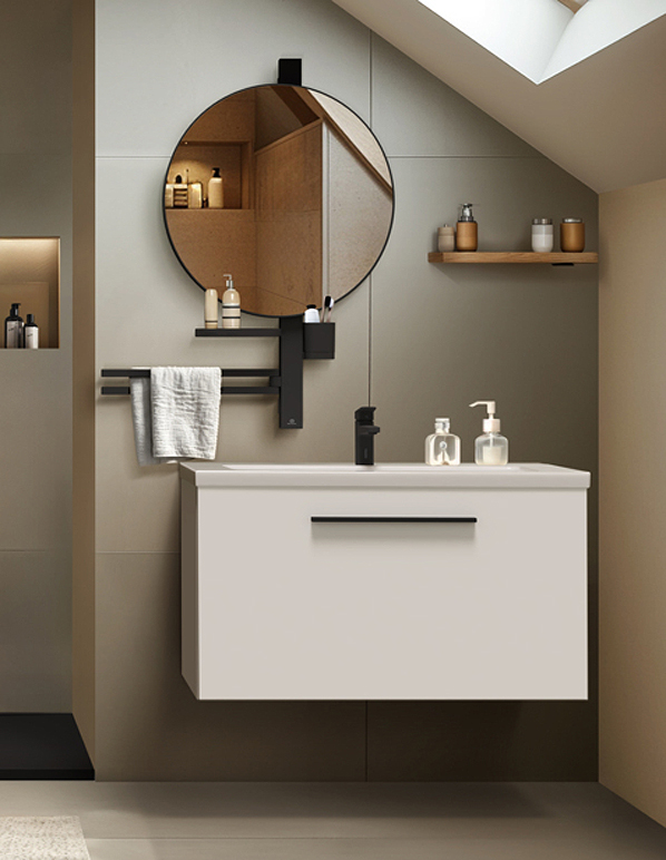 Coordinated Ideal Standard cabinets are designed to complement their suites.