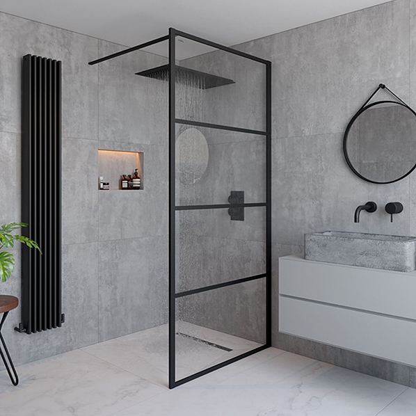 Impey wetroom former tray installed in a tiled shower floor.