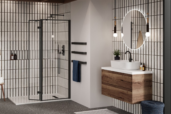 Minimalist basins and finishes are hallmarks of the Saneux design ethos.