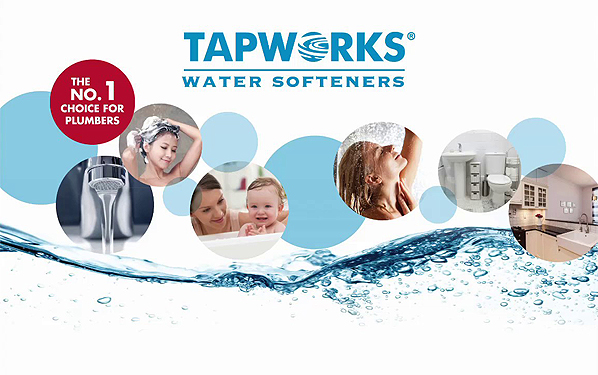 Tapworks water softener installed to protect bathroom fixtures from limescale.