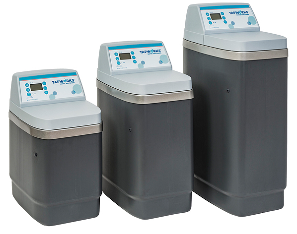 Tapworks water softener providing softened water throughout a family bathroom.