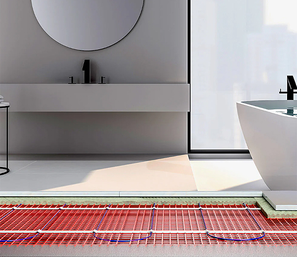 Warmup low profile insulated board for underfloor heating in bathrooms.